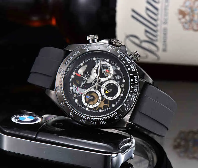 Designer relógio rlx designer relógios de luxo relógio de pulso oco para fora função completa moda relógio di calendário relógio masculino e5x5l