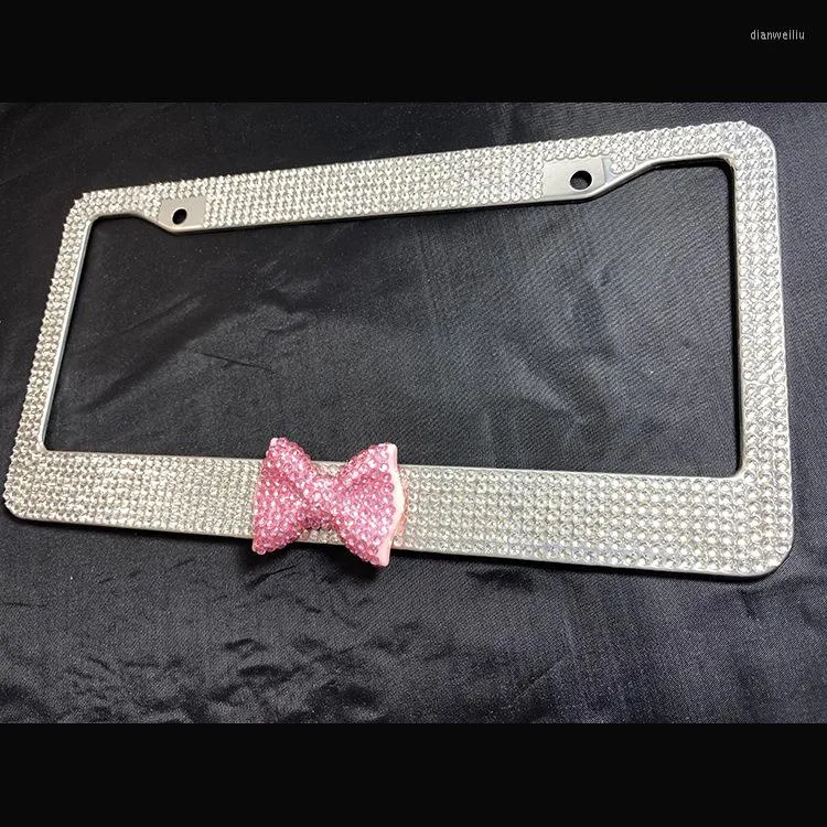 Interior Decorations Diamond License Plate Frame High-end Crystal Bow Car US