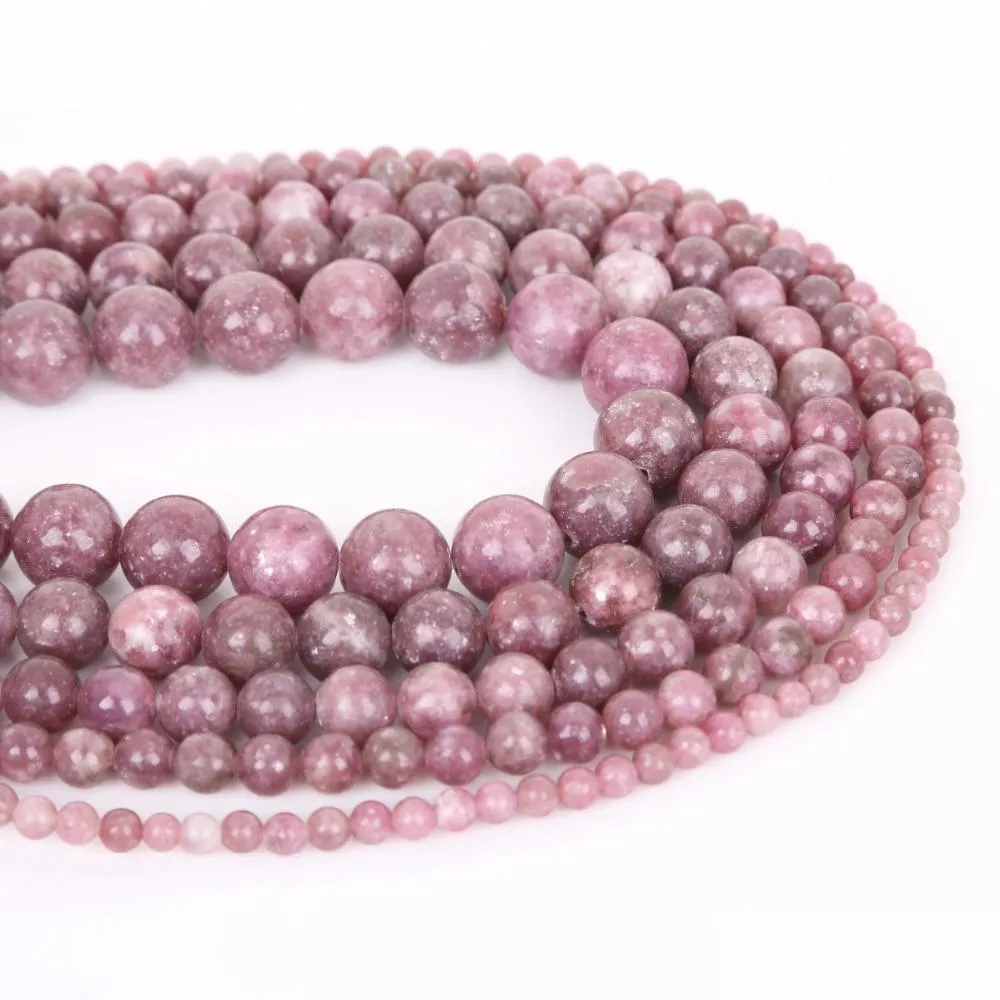 Other 8Mm Natural Lepidolite Stone Beads Round Loose Spacer Bead For Jewelry Making 4/6/8/10/12Mm 15 Diy Bracelet Necklace Drop Deli Dhjpx