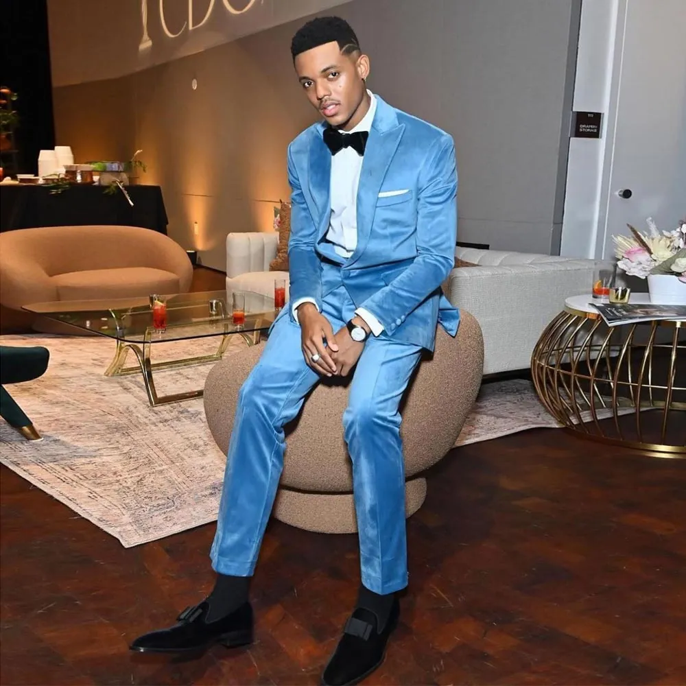 Blue suede suit jacket gymboss mens
