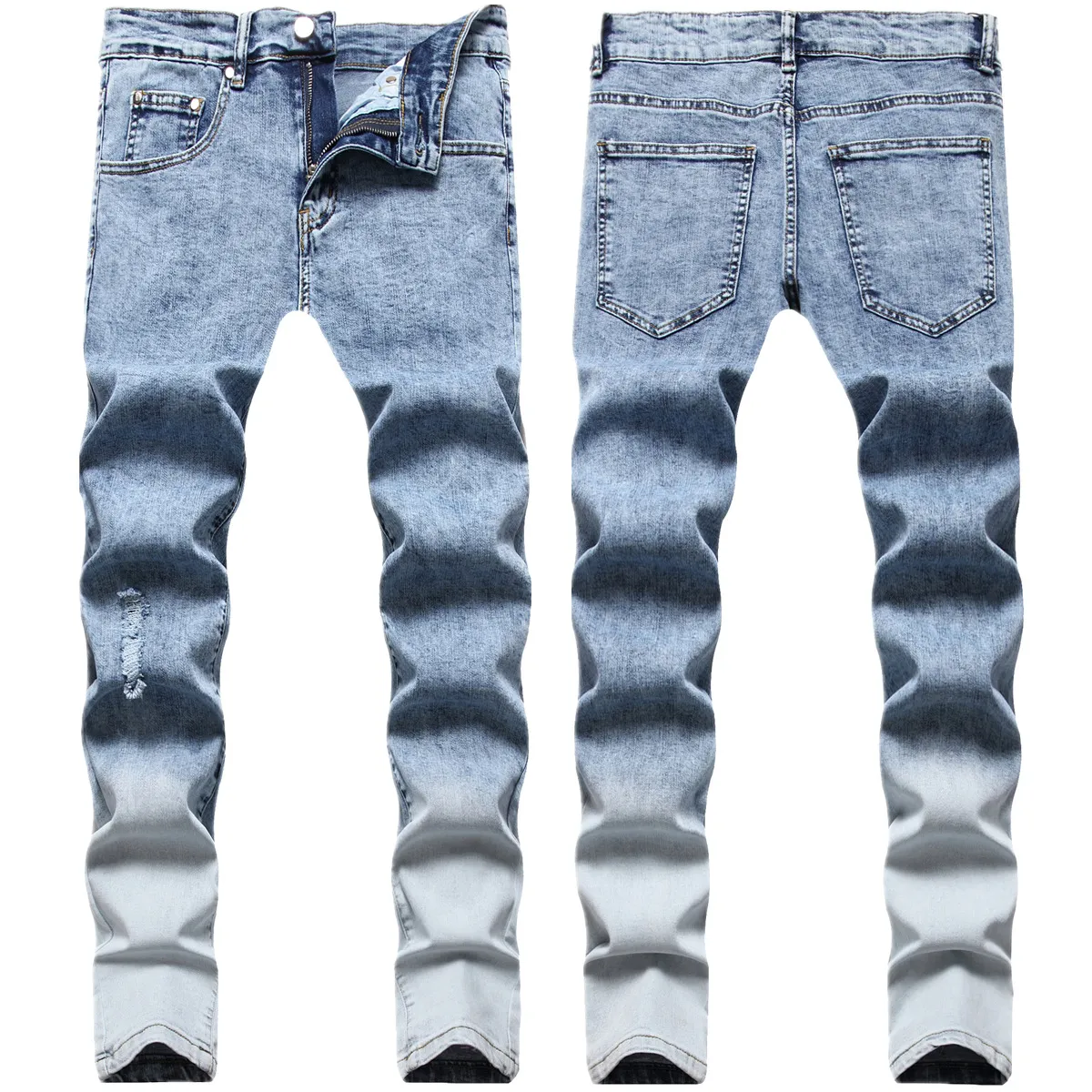 Jeans pour hommes européens américains à la mode mâle hip-hop lavé dégradé couleur pantalon mince jambe droite denim pantalon2641