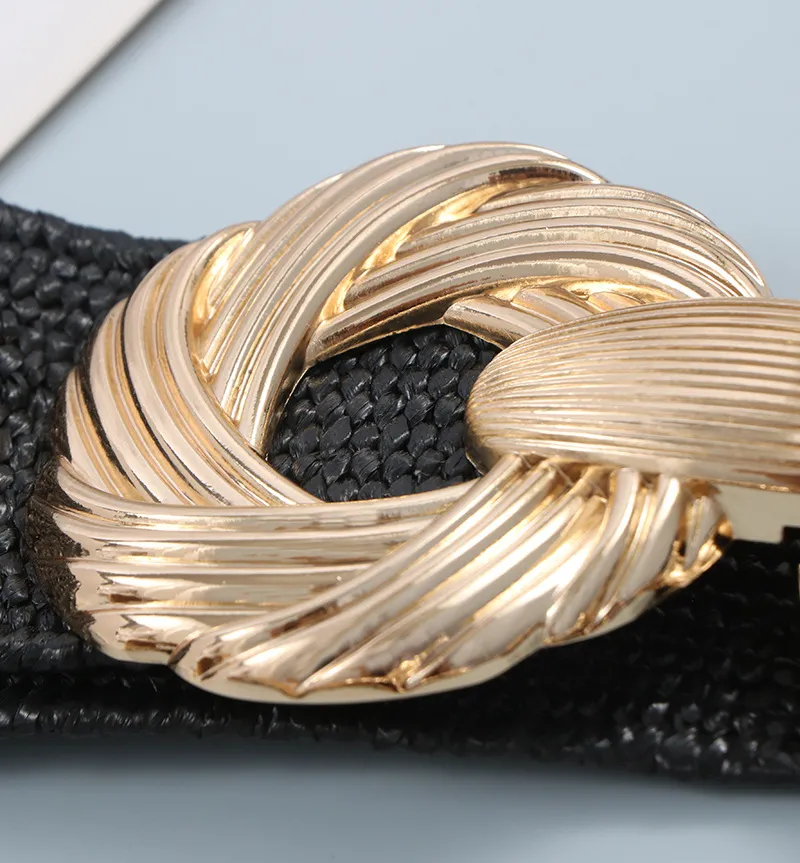 slim fit dress slacks Belts {My Love} Black Stretch Belt W/Gold Buckle Extended Plus Size main image 0