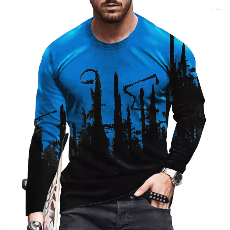 T-shirt da uomo 2022 stampa 3d 4 colori vernice astratta uomini e donne a maniche lunghe punk moda casual t-shirt hip-hop top fitness spor