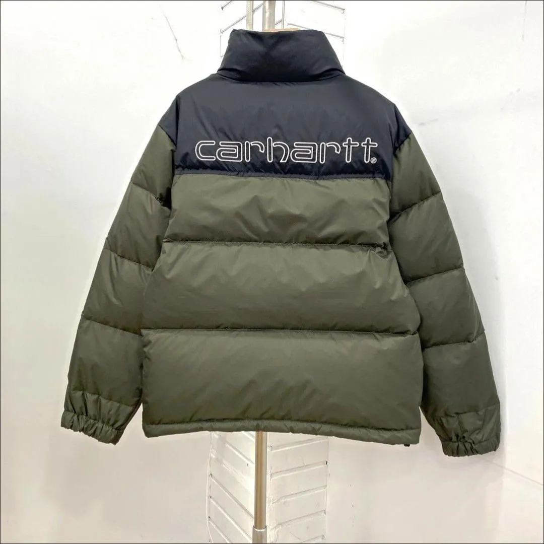 Carharrt wip heren pufferjack Stylist donsjacks Brief Parka Winterjas Mannen Vrouwen warm Feather dikke casual Overjas Maat S/M/L/XL/2XL JK006