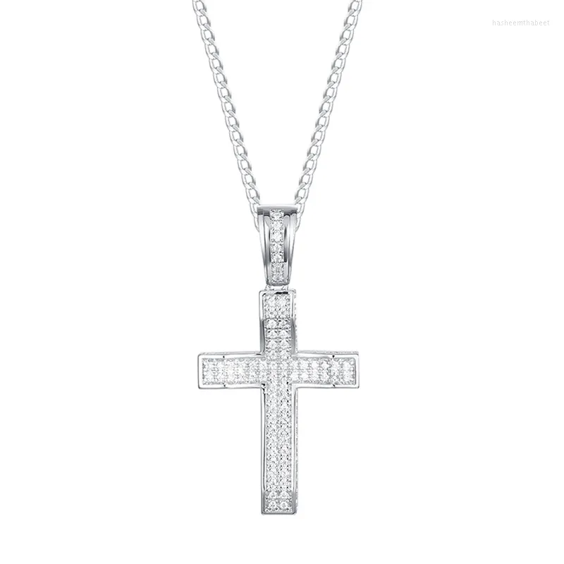 Подвесные ожерелья моды Женские перекрестные подвески полные CZ Crystal Crystal Ожерелье Иисуса Медное покрытие с платиновыми украшениями для мужчин/женщин