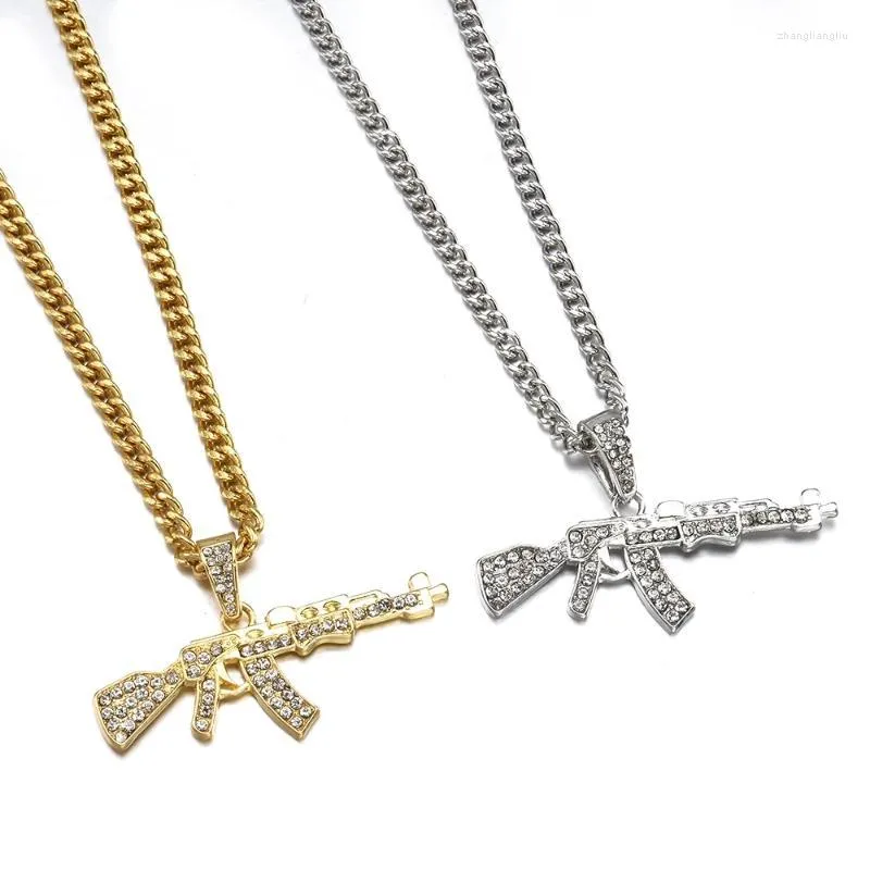 Pendant Necklaces Fashion Choker For Women Gun Crystal Rhinestone Chain Necklace Men Punk Chains Jewelry 2022 Gift