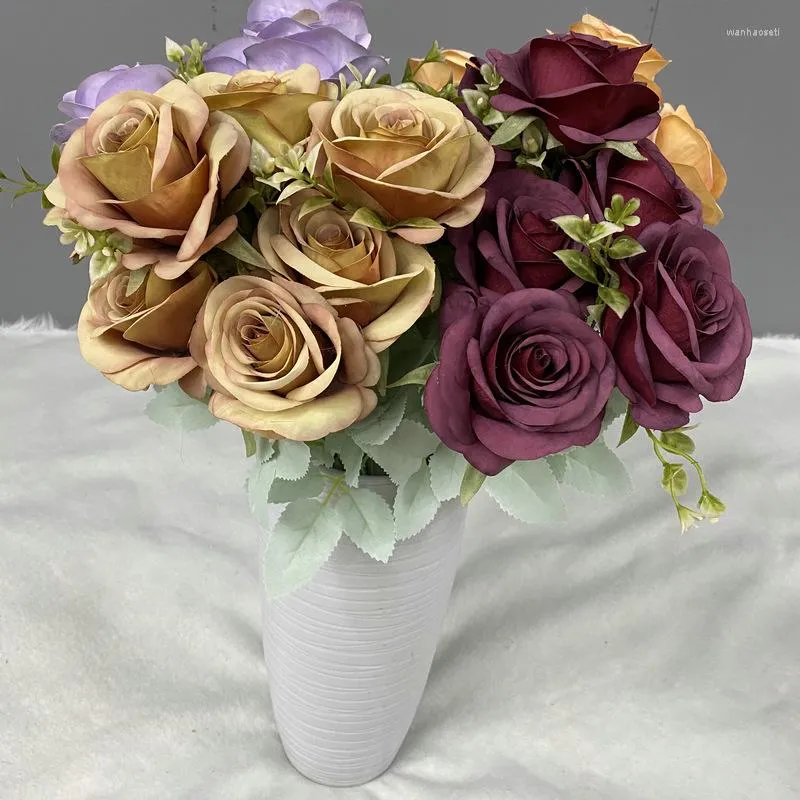 Fiori decorativi Seta artificiale Bouquet di rose olandesi Matrimonio Pografia Puntelli Regalo di San Valentino Giardino domestico Rose Fiore finto Ins Wind