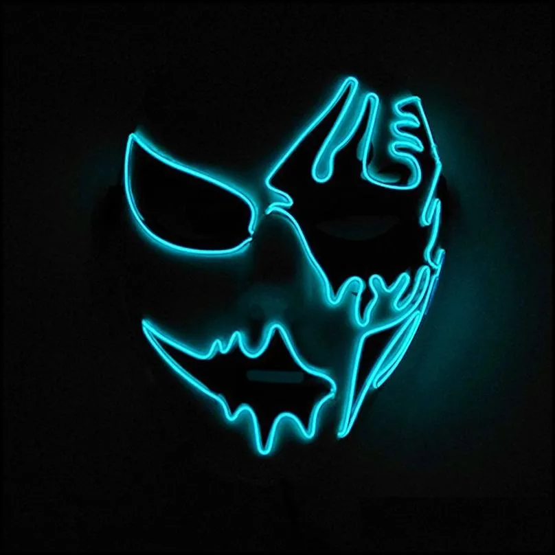 ups halloween scary led party mask neon light costume mask el wire face glow maske festival carnival mask halloween decoration
