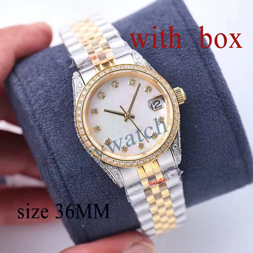 orologi diamanti orologi automatici moissanite dimensioni rosa dimensioni 36 mm in vetro zaffiro 50m designer impermeabile orologio da donna orologio. Orologio da polso di Natale