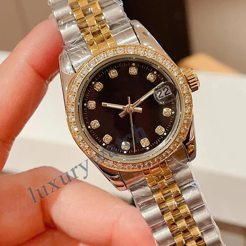 Womens Watch Mans Watch Diamond Watches Moissanite 자동 Montre Luxe 시계 로즈 골드 크기 36mm 남성 디자이너 디자이너 시계 Orologio.