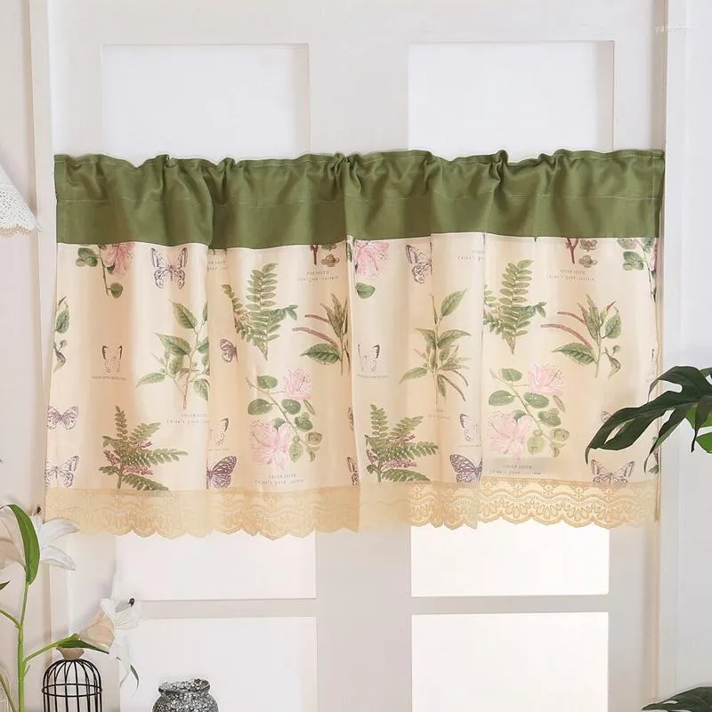 Curtain & Drapes Pastoral Style Short Rod Pocket Window Curtains Living Room Kitchen Entrance Dustproof Cabinet Half-curtain