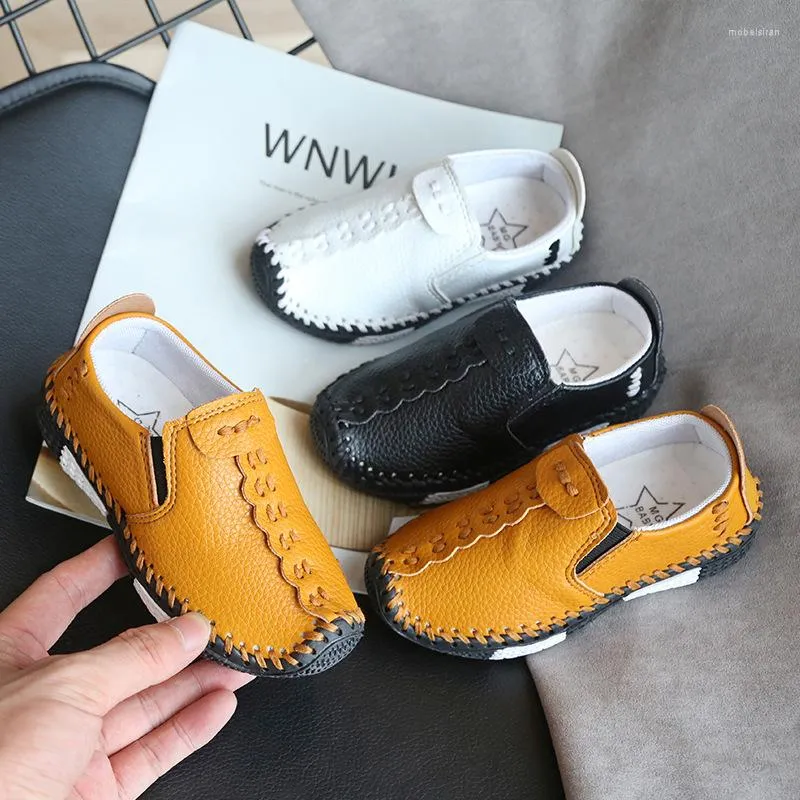 Flat Shoes Kids Loafers Fashion Trend Boy Кожаный случайное мягкое дно удобные детские девочки школа малыш.