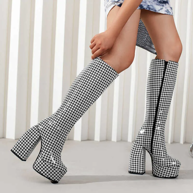 Checkered platform boots new arrivals