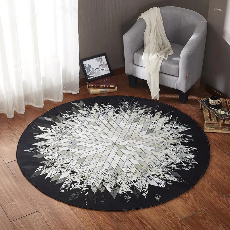 Carpets Nordic Geometric Yoga Mat Round Carpet Living Room Bedroom Bedside Home Decor Children Kids Soft Play Area Rug Chair