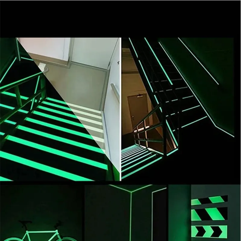 Reflecterende fluorescerende tape Lichtgevende tape Groene waarschuwing Grondlicht Opbergtrap Antislipsticker