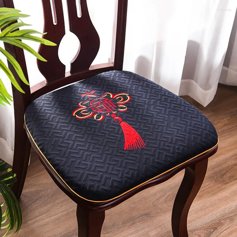 Almohada bordada con nudo chino en forma de U, almohadilla para asiento, silla de comedor de cocina, decoración del hogar, alfombrillas antideslizantes reemplazables para sentarse