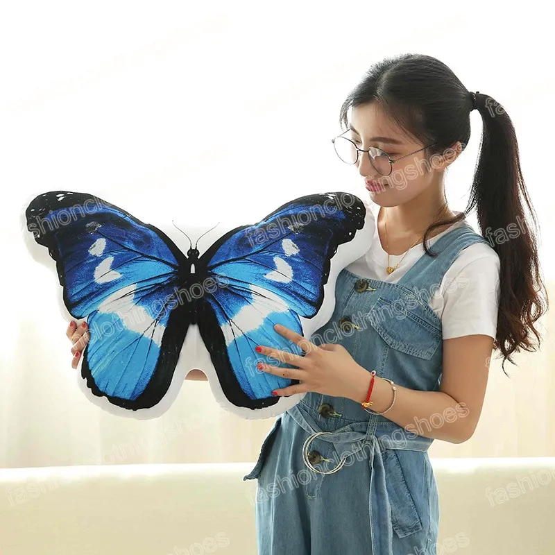 Cuscino in peluche a forma di farfalla di simulazione creativa da 50 cm Cuscino morbido imbottito stampato Decorazioni la casa Bel regalo di compleanno bambine
