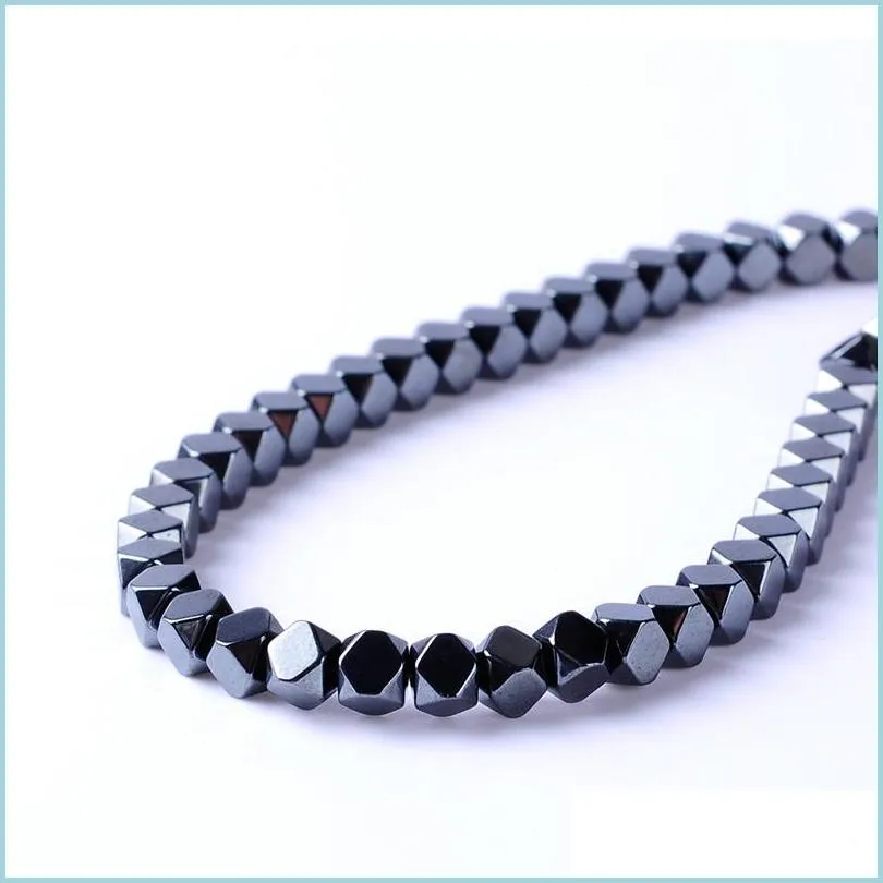 Cristal 8Mm Top Qualité 2/3 / 4Mm Pierre Naturelle Lumineux Polyèdre Forme Perles D'hématite En Vrac Pour Diy Bijoux Collier Bracelet Faire Dhkfo