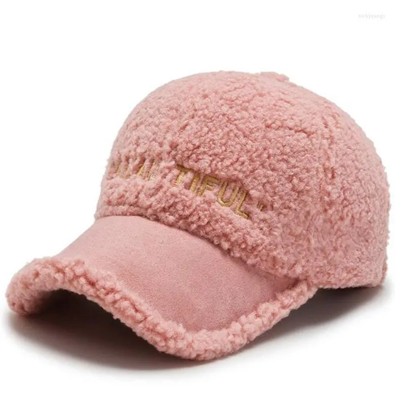 Ball Caps 2022 Zimowa damska baseball baseball dla kobiet dla kobiet Regulowany rozmiar Trenddy Teddy Velvet Hats Girl Fluf