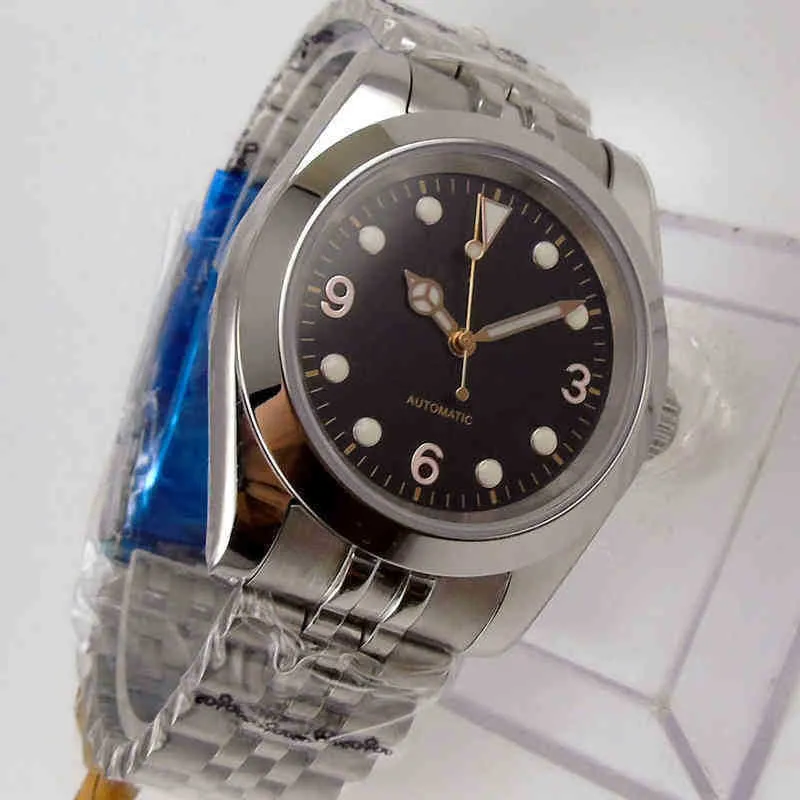 Часы Марки из полированного розового золота 36 мм Механические мужские часы 24 камня NH35A Юбилейный ремешок С твердым винтом на задней панели Сапфировое стекло