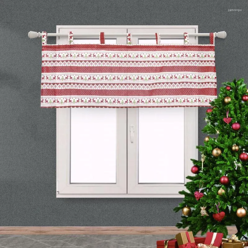 Perde Drapes Işık Engelleme Penceresi Göbekleri Oturma Odası için Kısa Noel Valance