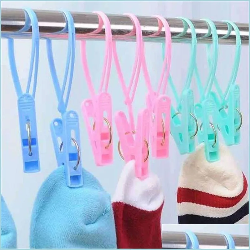 Hooks Rails Hooks Drying Rack 12pcs Mticolor Tvättlagrings täcke Clamp Windproof Plastic Folder Hangers Underwear Clothes Clips DHSGP