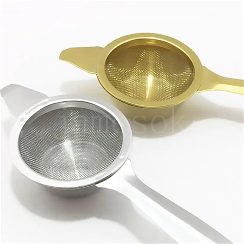 Stainless Steel Tea Strainer Filter Fine Mesh Infuser Coffee Food filter Teaware Reusable Gold Silver Color DE882