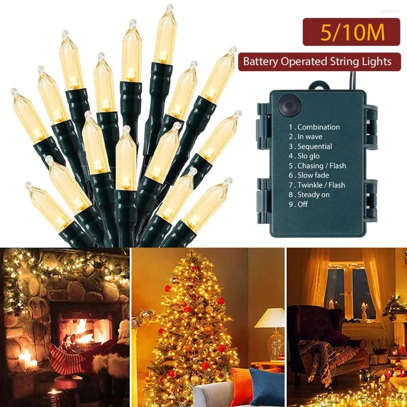 Strängar julsträng ljusbatteri drivs ip44 vattentät bröllopsfest fairy utomhus 50/100 led mini