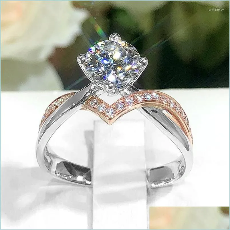 Pierścienie klastrowe pierścienie klastra 925 szterling sier pierścień mikroinlaid 1 Uznanie Diamond Woman urok biżuteria