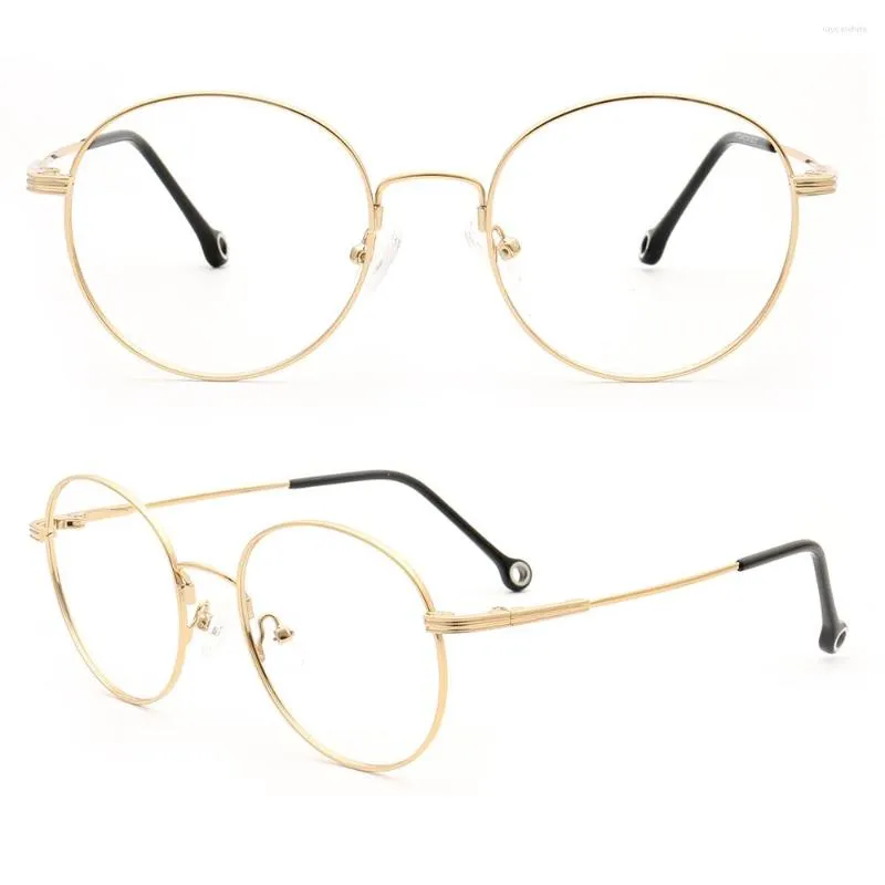 Óculos de sol Quadros redondos homens de memória Óculos de metal óculos ópticos Mulheres Mulheres flexíveis Bendable Lightweigh Gold Spectacles Classic