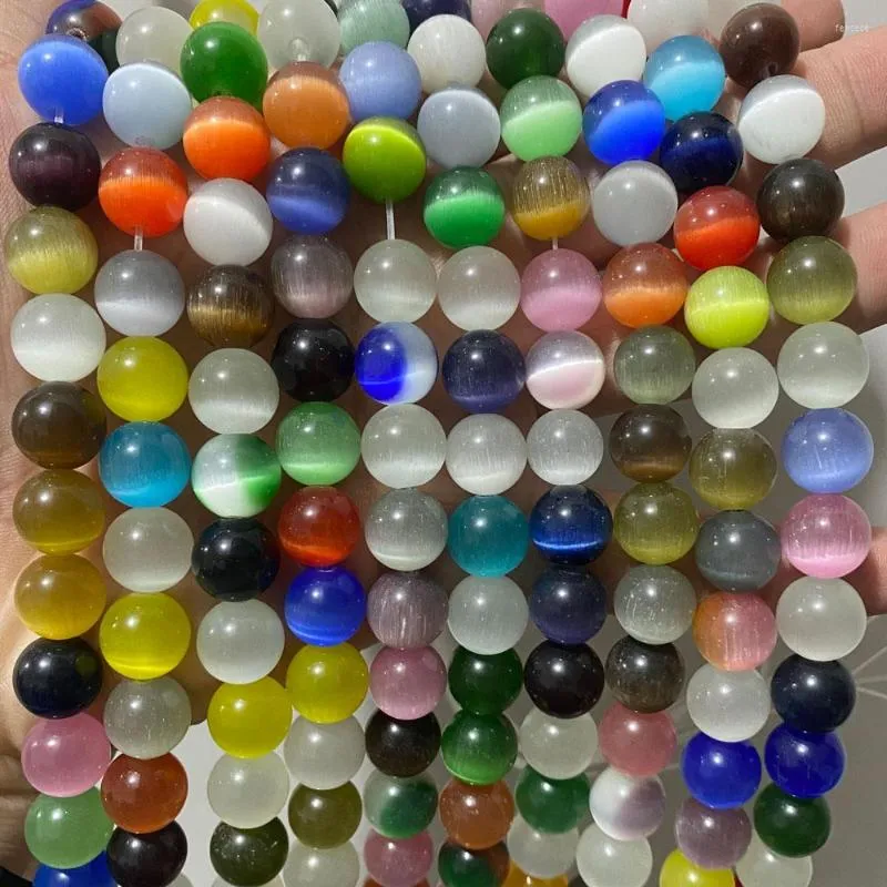 P￤rlor Mixed Colors Cat's Eye Opal Natural Stone 4/6/8/10/12mm Spacer Glass Loose For Jewelry Making DIY Armband Findings