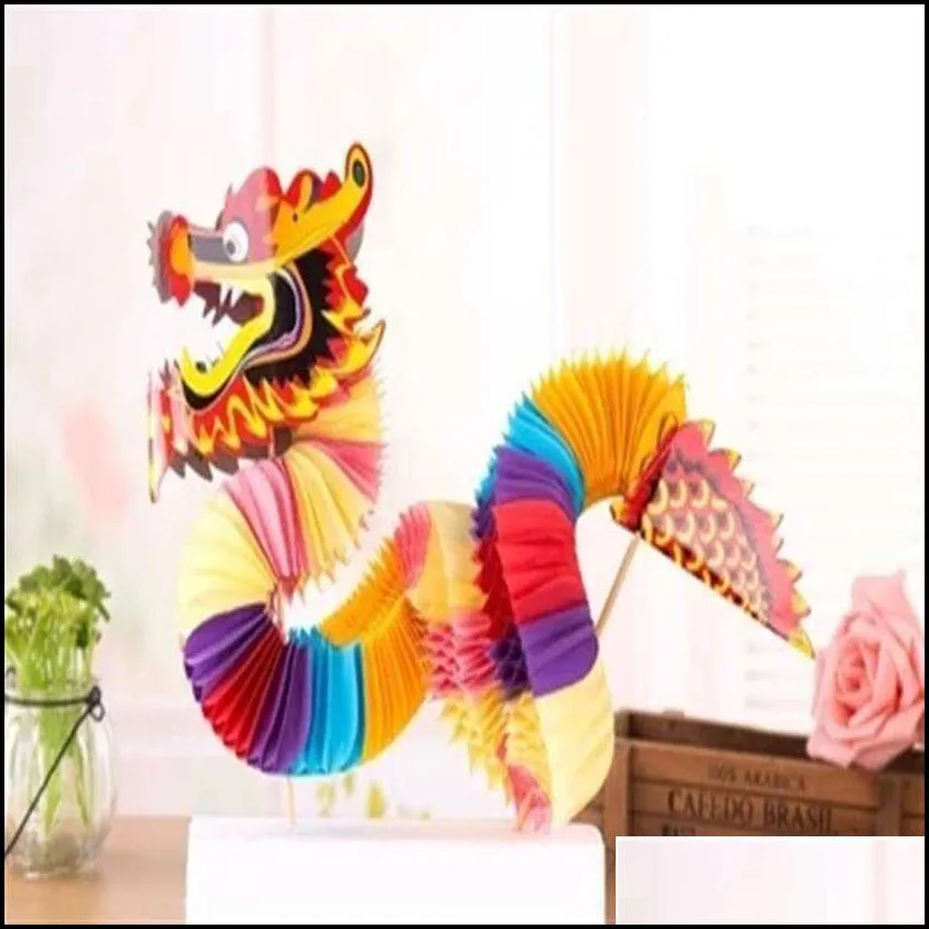 2pcs pack 3d chinese dragon tissue paper flower balls chinese new year decoration honeycomb hanging decoration231j