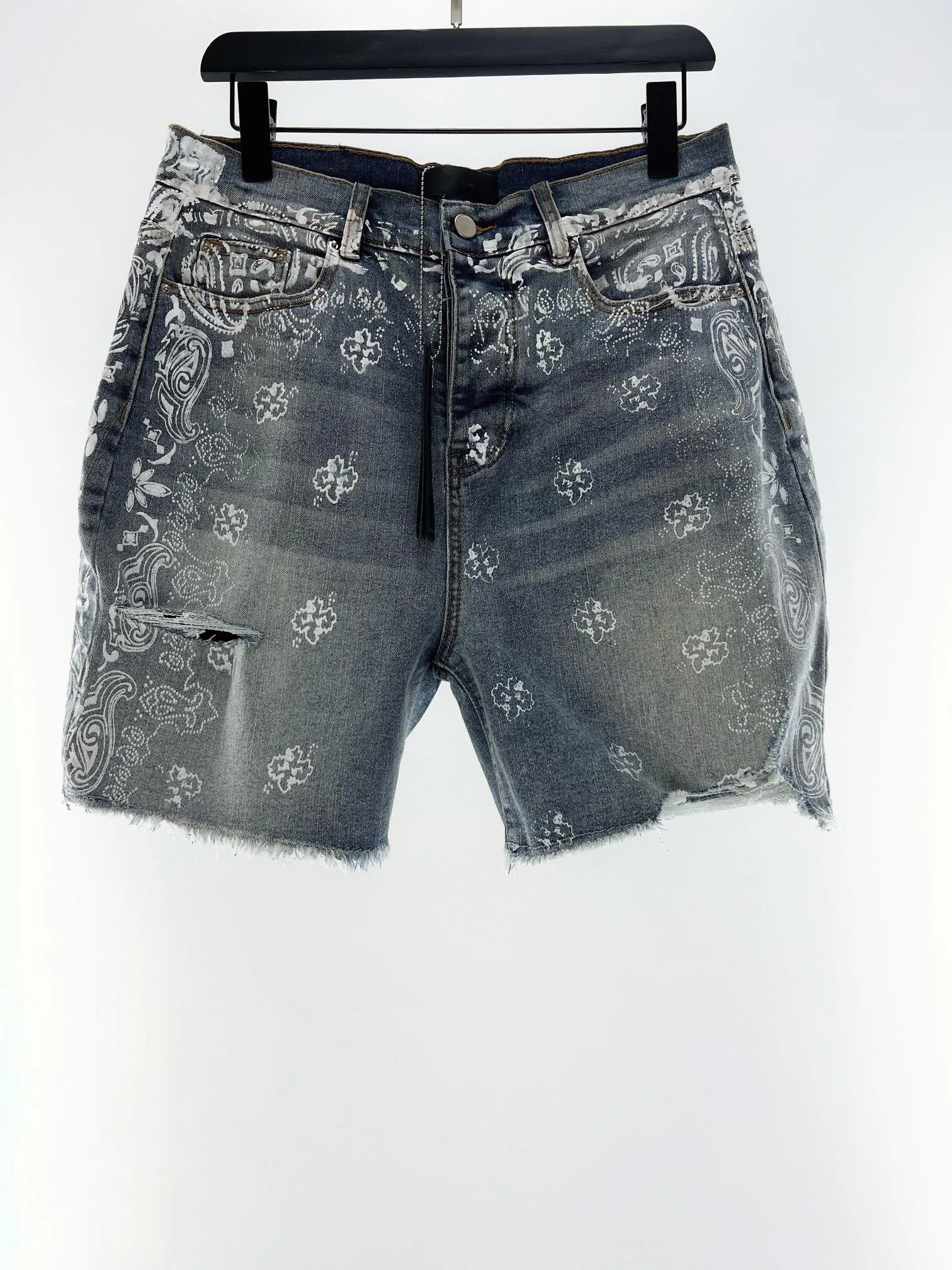 Herr shorts herrar jeans designer orolig man kort jean blommor design rippad cyklist smal rak fit denim för mans korta byxor casual hål manlig byxa