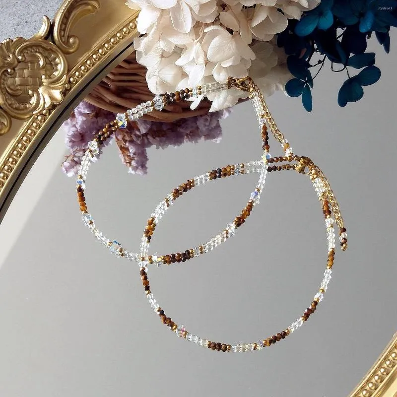 anklets lii ji citrine tiger eye2mmアメリカン14kゴールドフィルアンクレットハンドメイドボーエファッションジュエリー