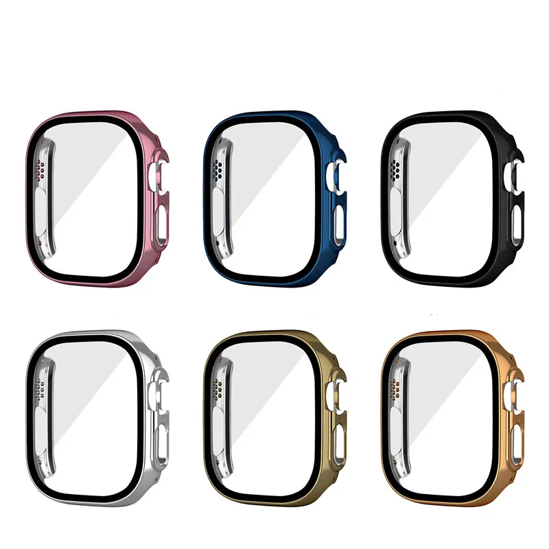 Błyszczące szklane szklane skrzynki do Apple Watch Ultra 49 mm plastikowy twardy zderzak