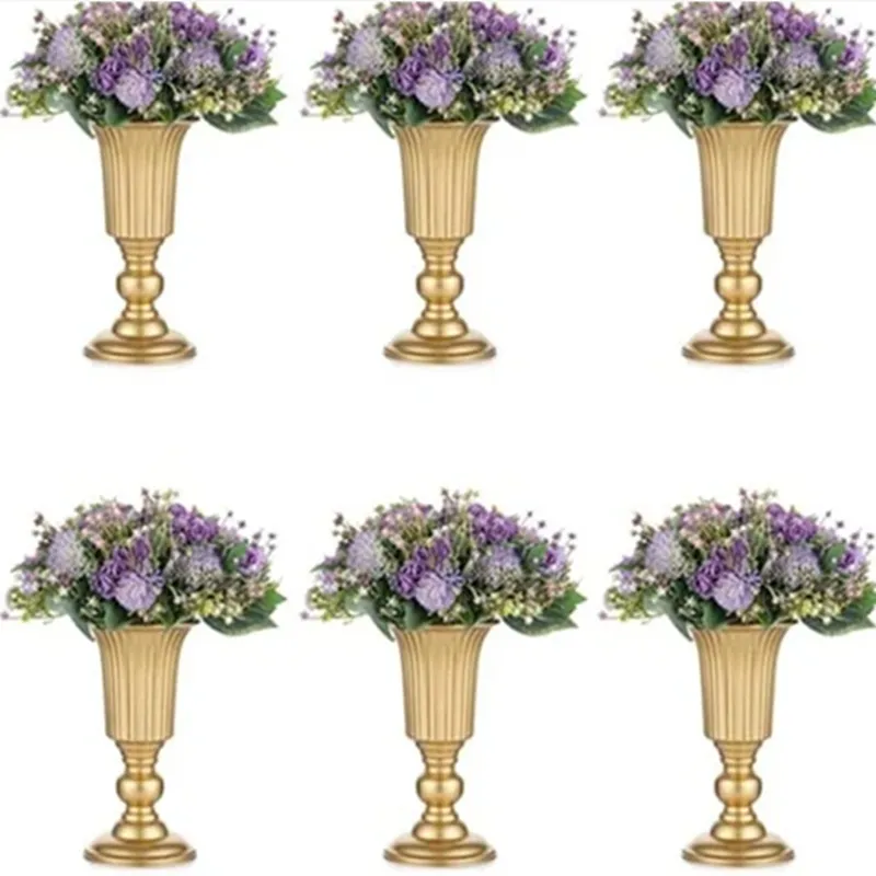 Dekoration Geblümte Trompetenvase aus Metall, elegante Hochzeitsdekoration, Vase für Party, 23,2 cm hoch, künstliche Blumenarrangements 508