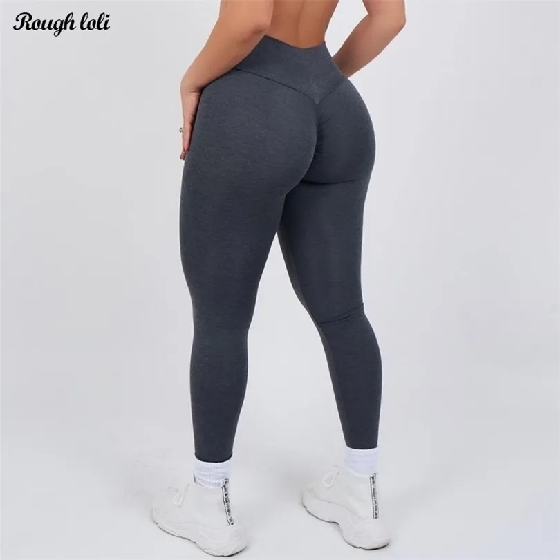 Yoga outfit v midja Scrunch Butt Leggings Kvinnor Sömlös sexig Booty Workout Gym Tights Fitness Jogging