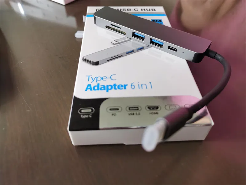 USB 3.0 Typ C Hub 6 IN 1 Multi Splitter Adapter mit TF SD Reader Slot Für Macbook Pro 13 15 Air PC Computer Zubehör