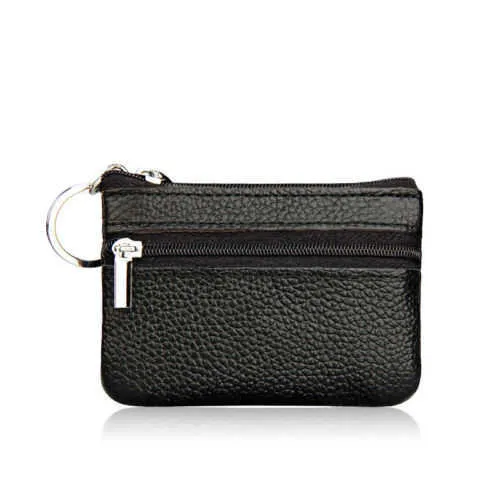 Wallets Women Men Leather Coin Purse Wallet Clutch Key Holder Zipper Small Change Soft Bag Mini Bag Black Red Beige L221101