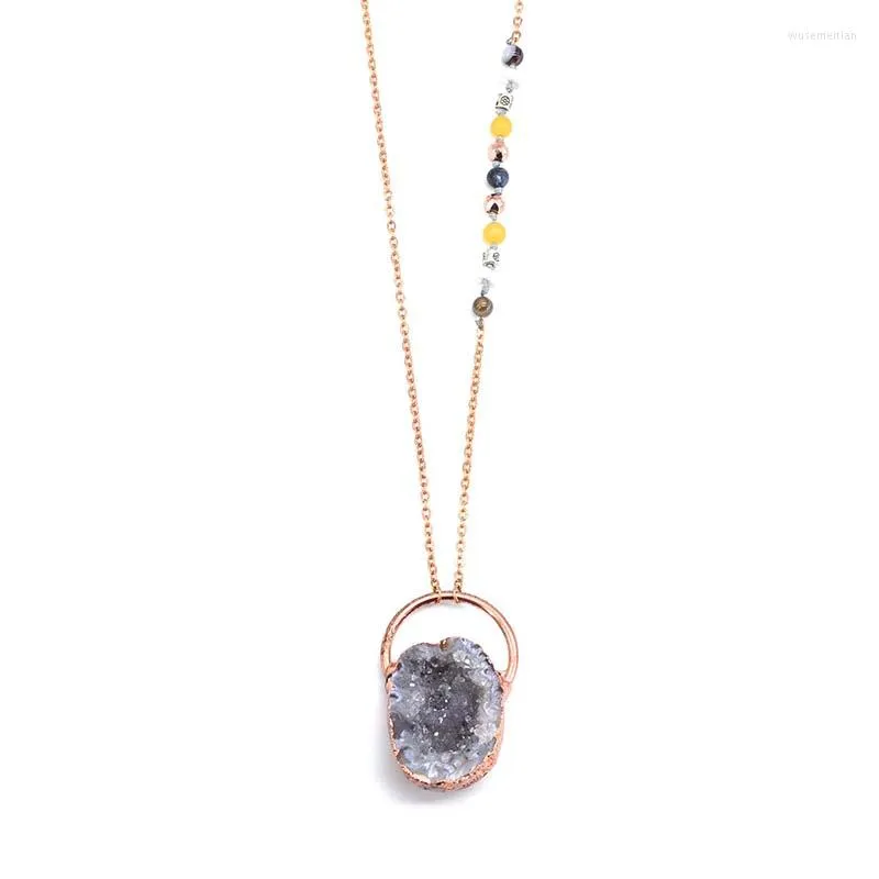 Pendant Necklaces Plating Natural Druzy Necklace Dropship Wholesale