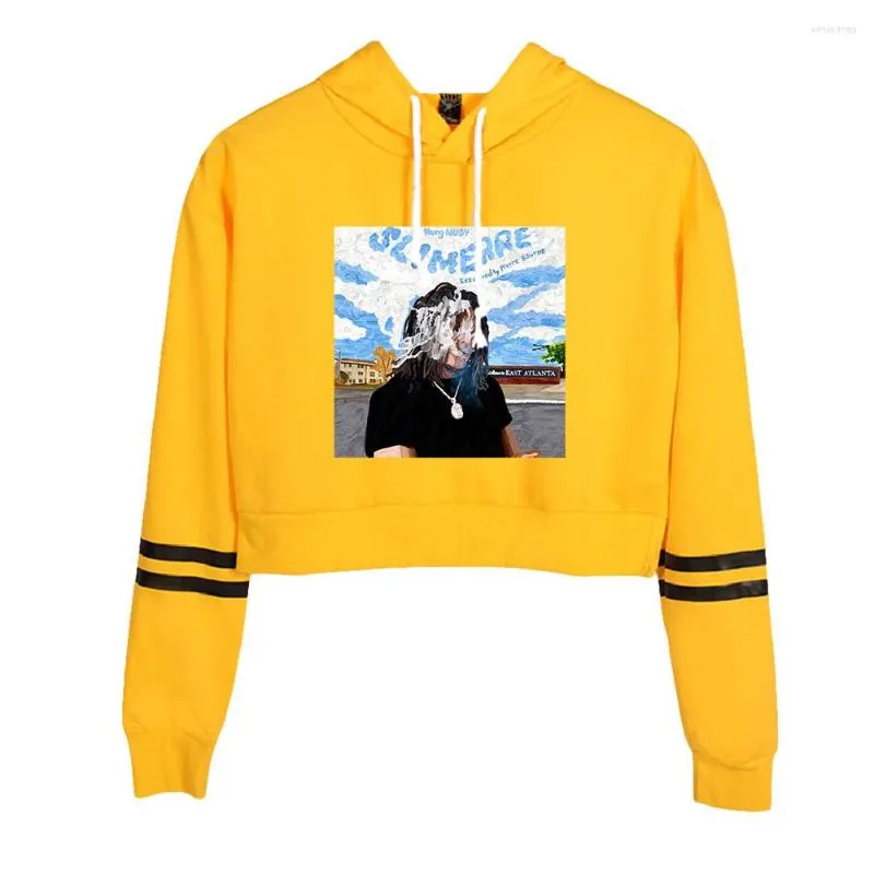 Kvinnors hoodies unga nudy casual tröja damer lös hoodie kort sexig harajuku tjej kläder toppar