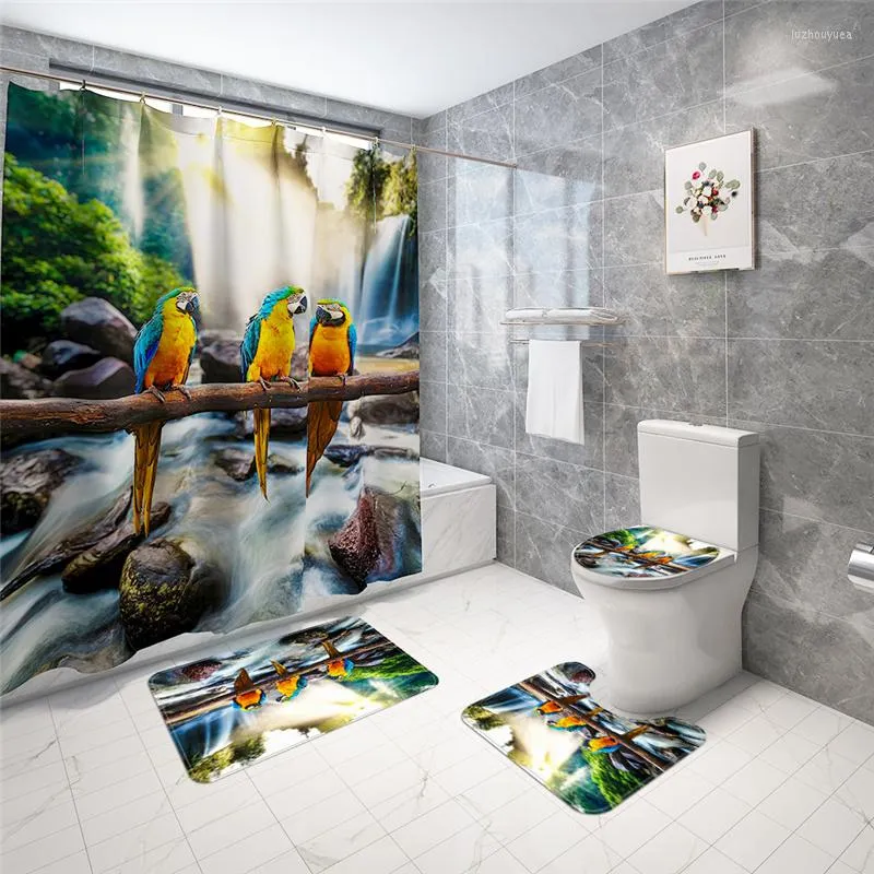 Capas de assento do banheiro paisagem Parrot Print Home Decor Covers Desenhos de capa de banheiro