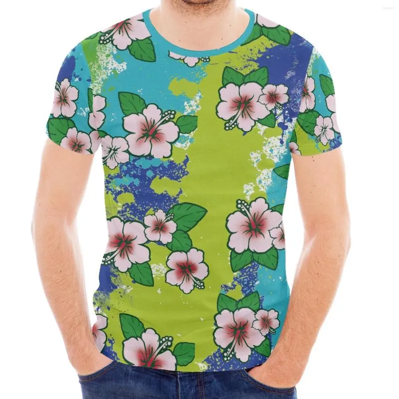 남성용 T 셔츠 폴리네시아 전통 부족 스타일 인쇄 둥근 목 짧은 소매 티셔츠 유럽과 미국 남성 여성 여름