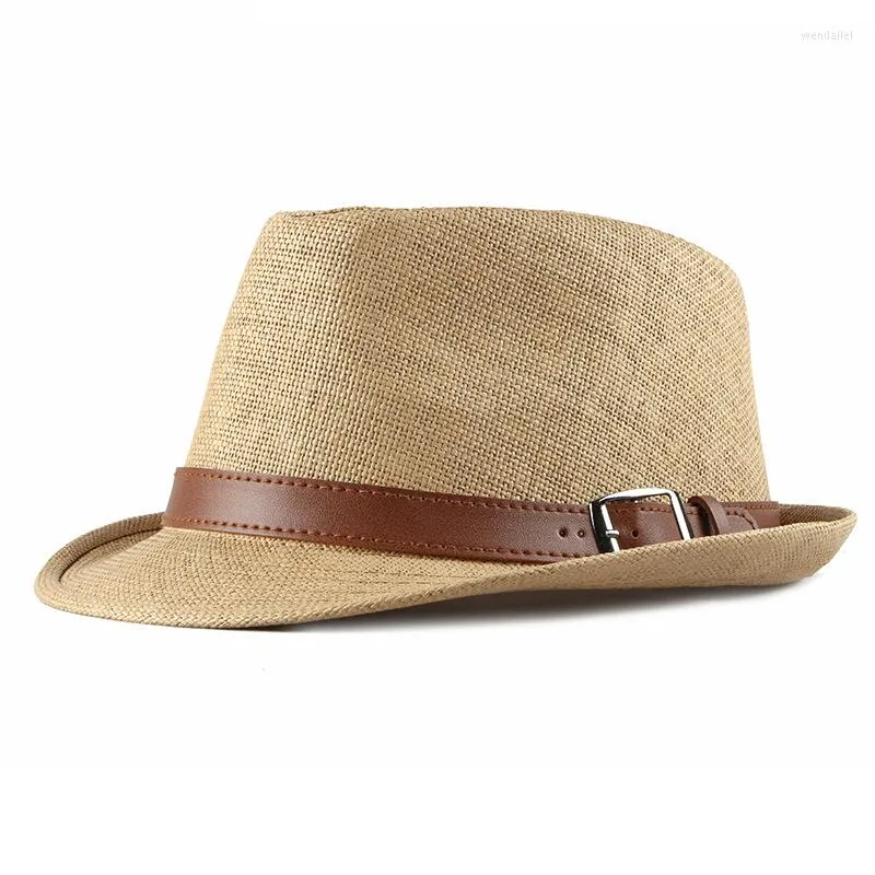 Berets Summer Straw Hat Men's Fashion Top Women's Sunscreen Retro Gentleman Jazz Solid Color