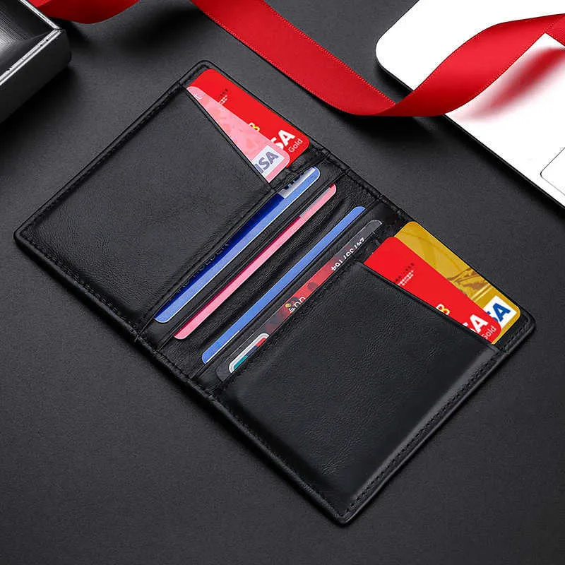 Brieftaschen Männer Minimalistischen Schlanken Kartenhalter Echtes Leder Kartenmappe Slim Line Ultradünne Mini Kleine Passport Id Kartenhalter Männlich L221101