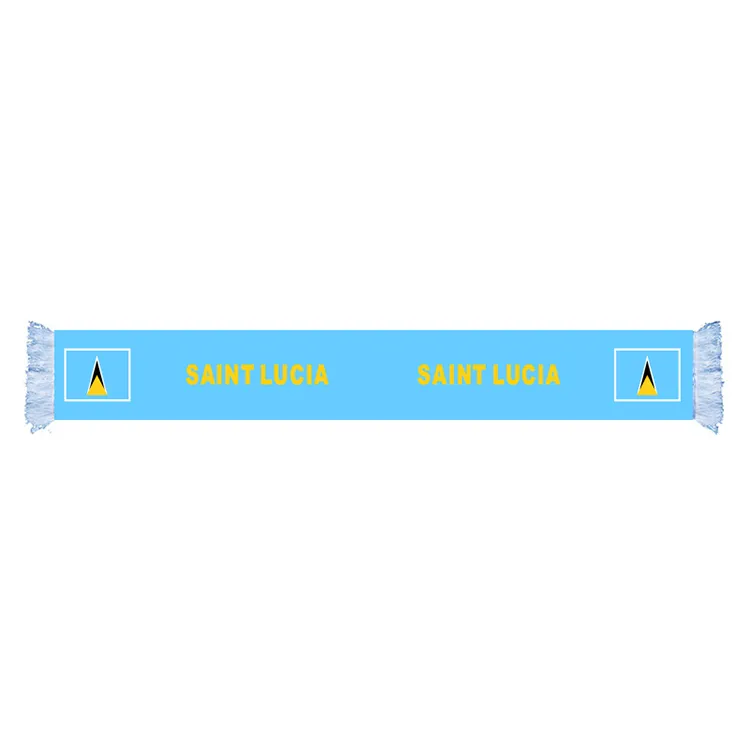 Saint Lucia Flag Vactory Factory Supply Polyester World Country Satin Nation Nation Football Games Compans مع شرابة اللون الأبيض