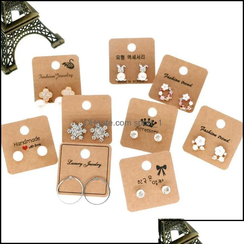 Tags Price Tags Card Price Tags Packaging Jewelry4X4Cm Kraft Paper Mtimotif Earring With Hold Hanging Earrings Ear Stud Jewelry Di Otncv