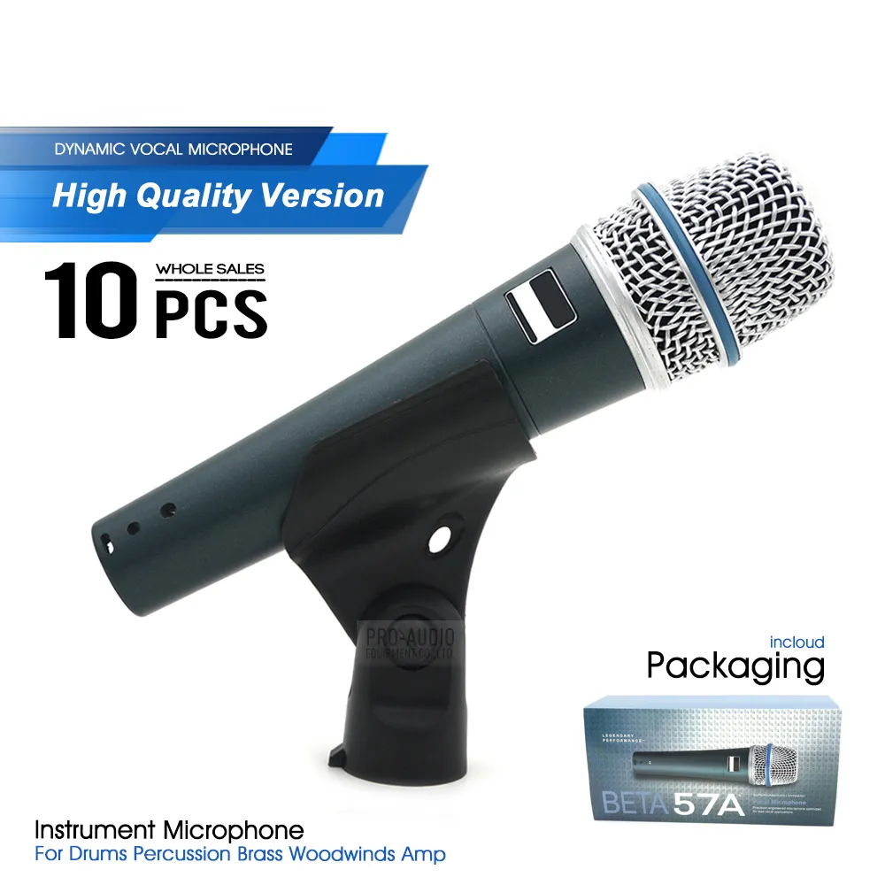 Microphone filaire professionnel BETA57A, 10 pièces, micro dynamique Super cardioïde BETA57 pour Performance karaoké sur scène en direct