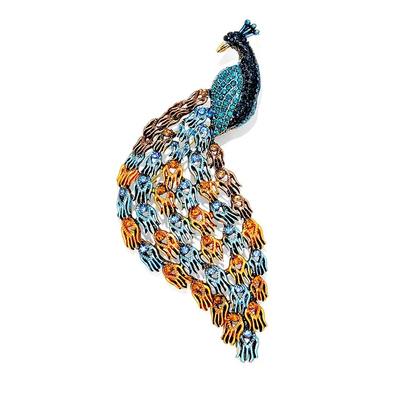 Grandes broches de paon Vintage en émail chinois pour femmes vêtements bijoux accessoires haut de gamme conception personnalisée broches animales colorées