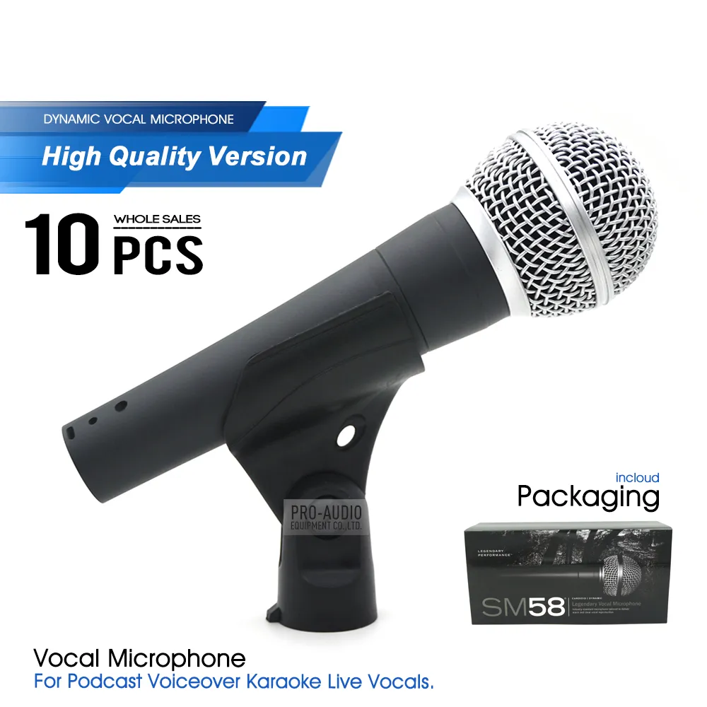 10 pièces Microphone filaire professionnel BETA58A Super-cardioïde BETA58 micro dynamique pour Performance karaoké voix en direct